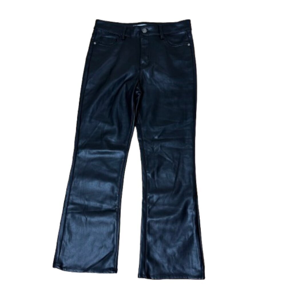 ZARA Faux Leather Black Straight Leg Trousers Pants Size 4